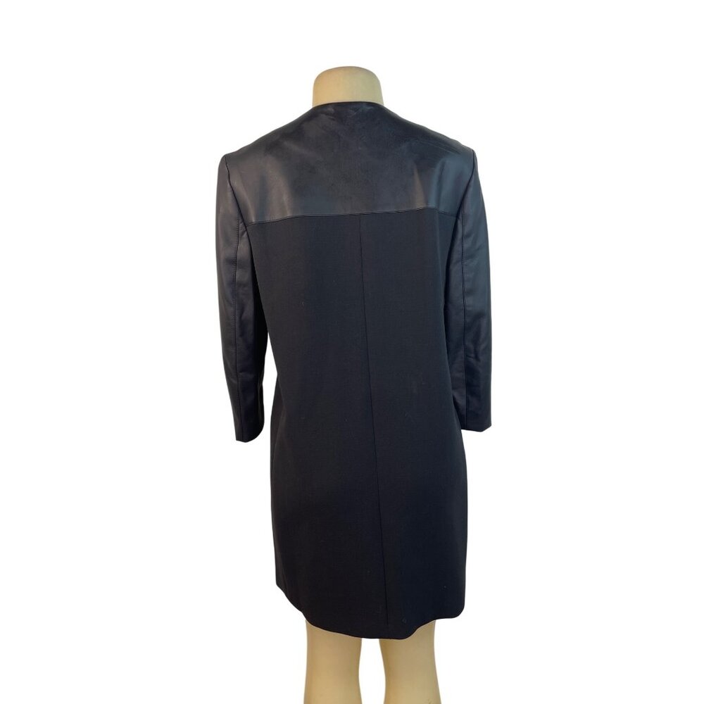 Ann Taylor Womens Black Long Sleeve Faux Leather Panel Coat Size M - Picture 3 of 8